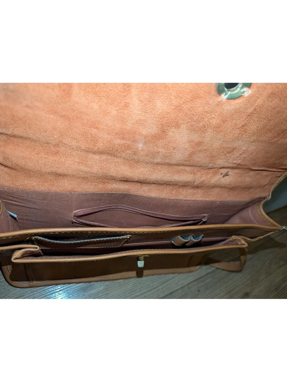 Lorenzo Leather Tan Leather Briefcase with Shoulder Strap